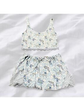 LoveShackFancy blue floral PJ set Size XS